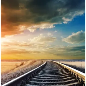 Finale Aktion Selbstklebendes Poster Bahnschienen ins Ungewisse 70 x 100 cm