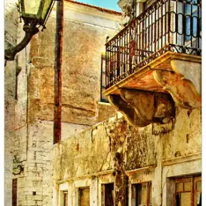 Knallerangebot Selbstklebendes Poster Gasse im Süden, Urlaub in Griechenland 100 x 150 cm