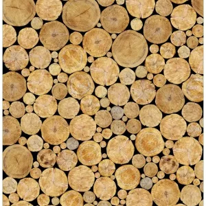 Heißes Angebot Selbstklebendes Poster Holzstapel rund 70 x 100 cm