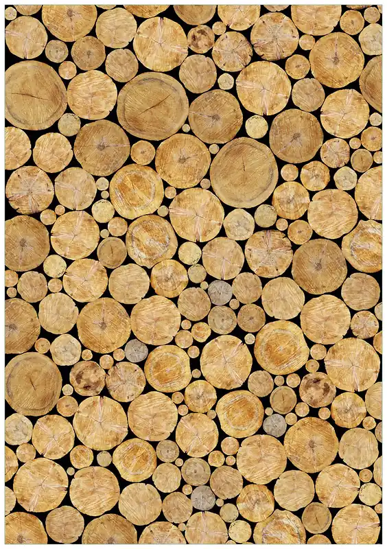 Heißes Angebot Selbstklebendes Poster Holzstapel rund 70 x 100 cm