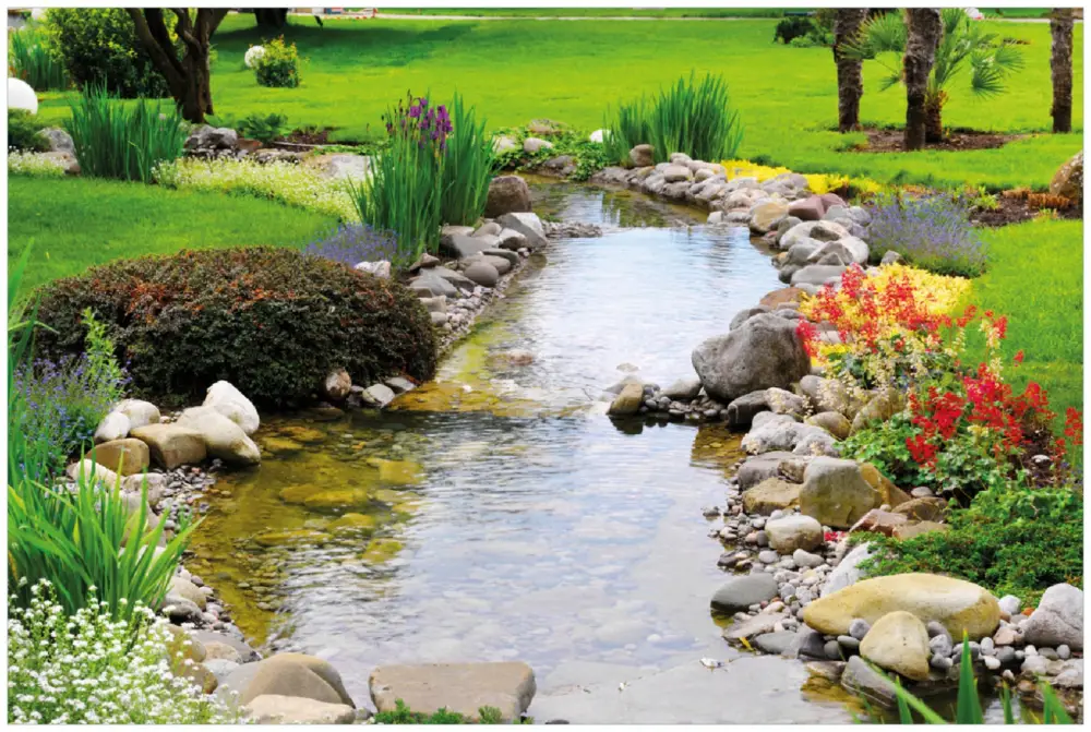 Angebot Selbstklebendes Poster Blumen am Teich 100 x 150 cm