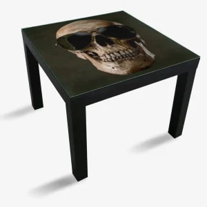 Zertifiziert Glasunterlage Totenschädel mit cooler Sonnenbrille 55 x 55 cm