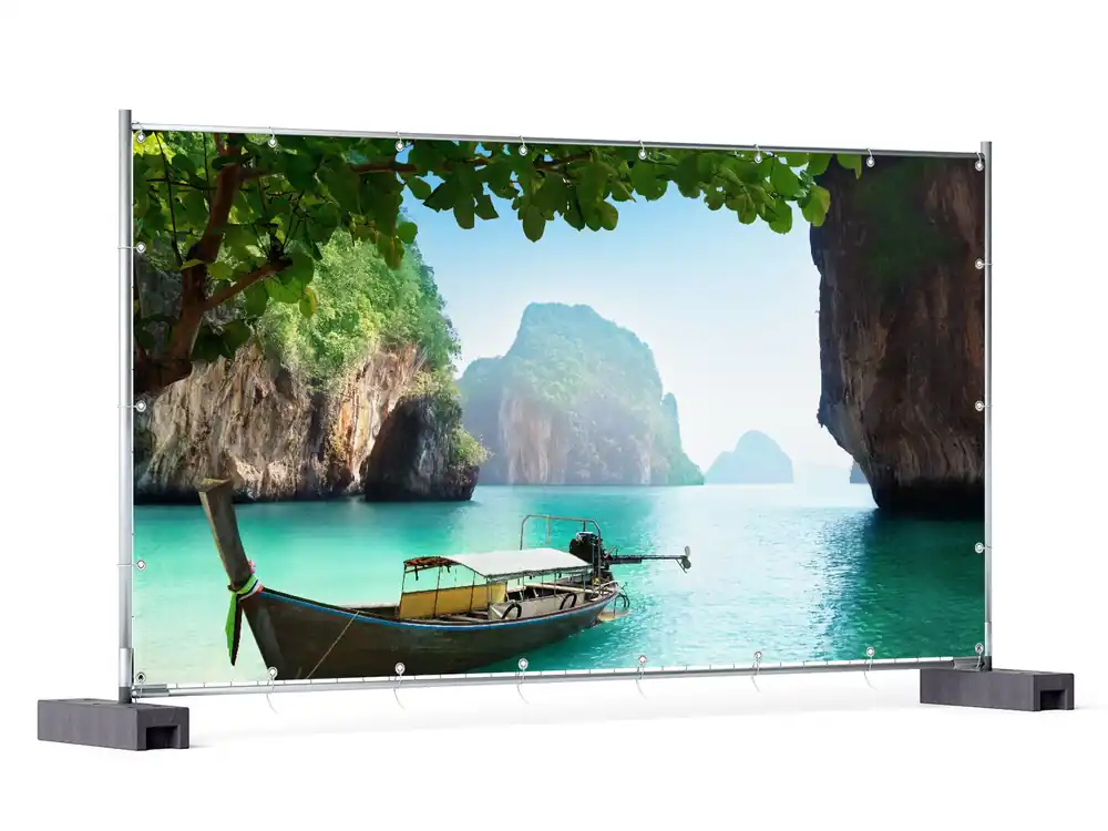 Gartenposter Fischerboot in Thailand blaues Meer und Steinfelsen 180 x 180 cm. 2-teilig Preiswert