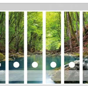 Zertifiziert Ordnerrücken Sticker Klarer See im Wald für schmale Ordner, 12 Sticker