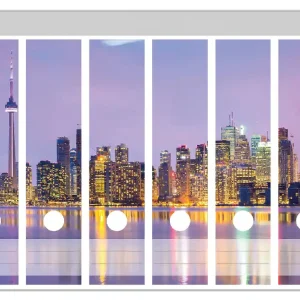Zertifiziert Ordnerrücken Sticker Toronto Skyline - Kanada am Abend inkl. schmaler Ordner, 12 Sticker