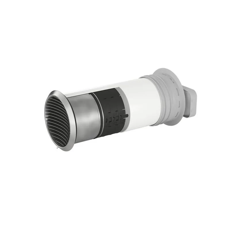 Naber COMPAIR System Ø 150 Prime P-Turbo flow 150 Mauerkasten, innen Rechteckrohr-Anschluss, Jalousie Edelstahl Echt